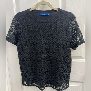 Apt. 9 Black Lace Short Sleeve Top - SMALL